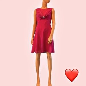 ELINOR GAY Vintage 60s Chiffon Fit and Flare Party Dress Barbie Hot Pink